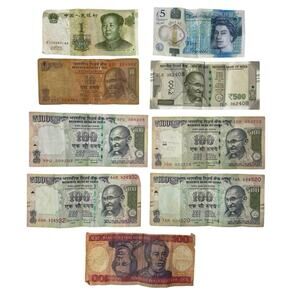 GUC - World Currency Lot of 9 Mixed Banknotes